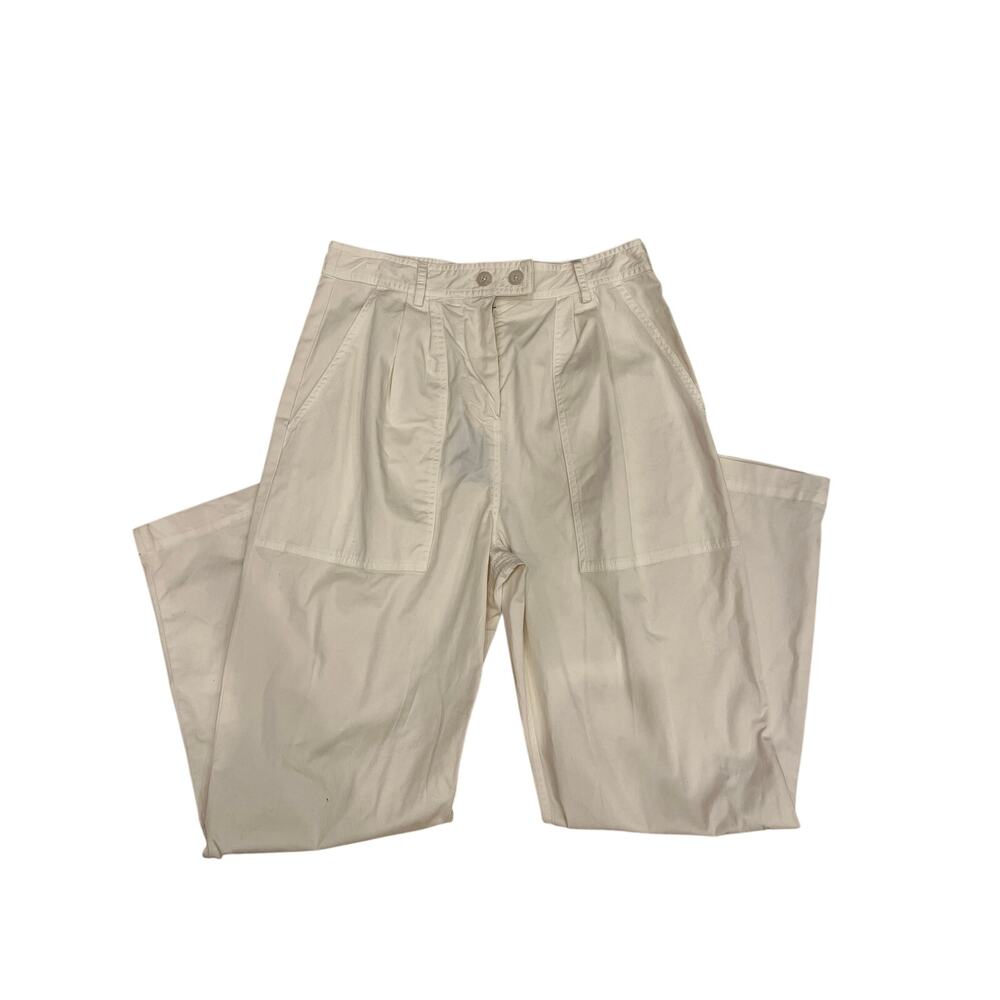 Nili Lotan Cyro Pant White Sand Cotton Utility Wide Leg Pants Size 6 NWT $425